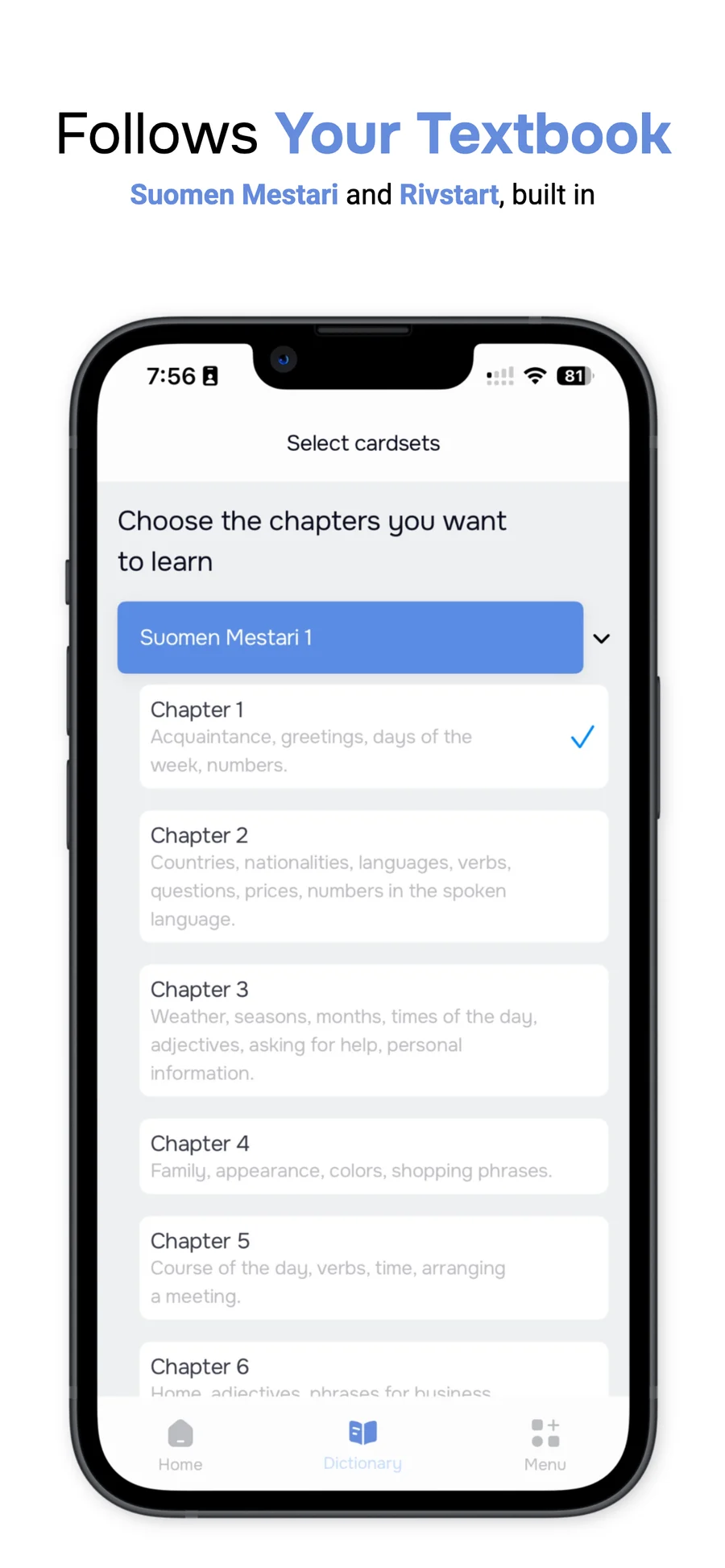 Vocabulary Selection Screenshot